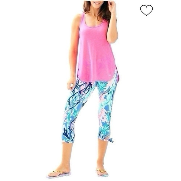 Lilly Pulitzer 21” Luxletic Gemma Weekender Cropped Legging Multi Jet Stream XS - Picture 7 of 8